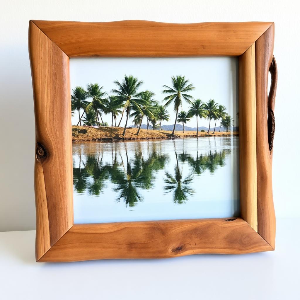 Handcrafted bamboo and driftwood frame with Kerala backwater palms